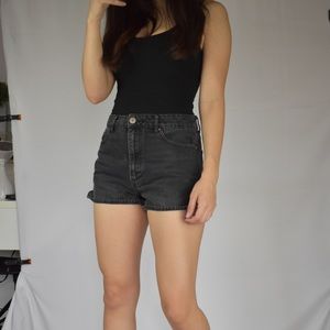 Black high waisted denim shorts